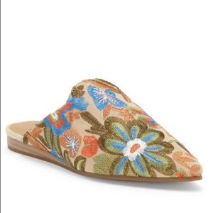 Lucky Brand embroidered floral slides